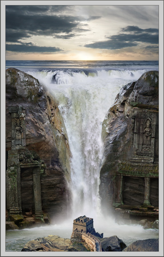 Сумерки водопад. Водопад Сумерки. Водопад бесконечности. Замок с водопадом. Замки с водопадами фото.